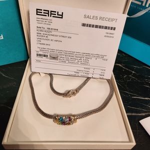 Multi stone EFFY necklace. Silver and gold